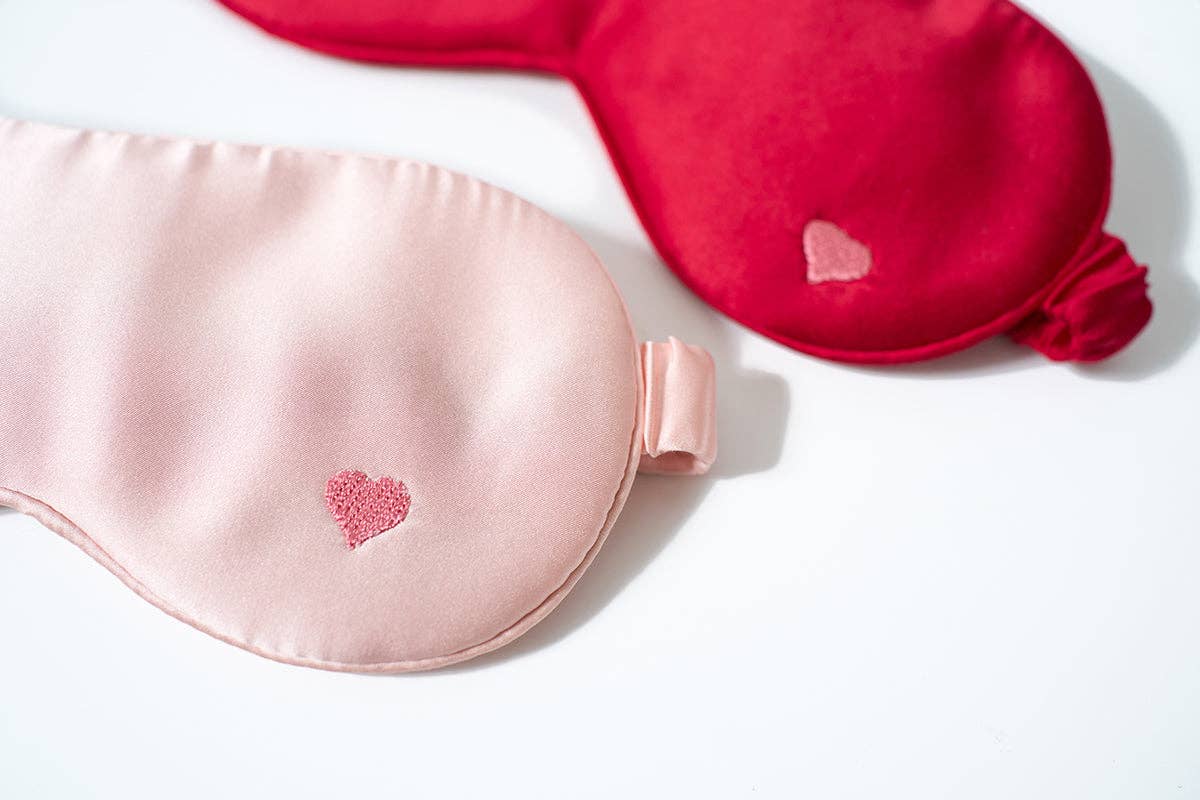 “Love Heart” Silk Sleep Eye Mask - Pink