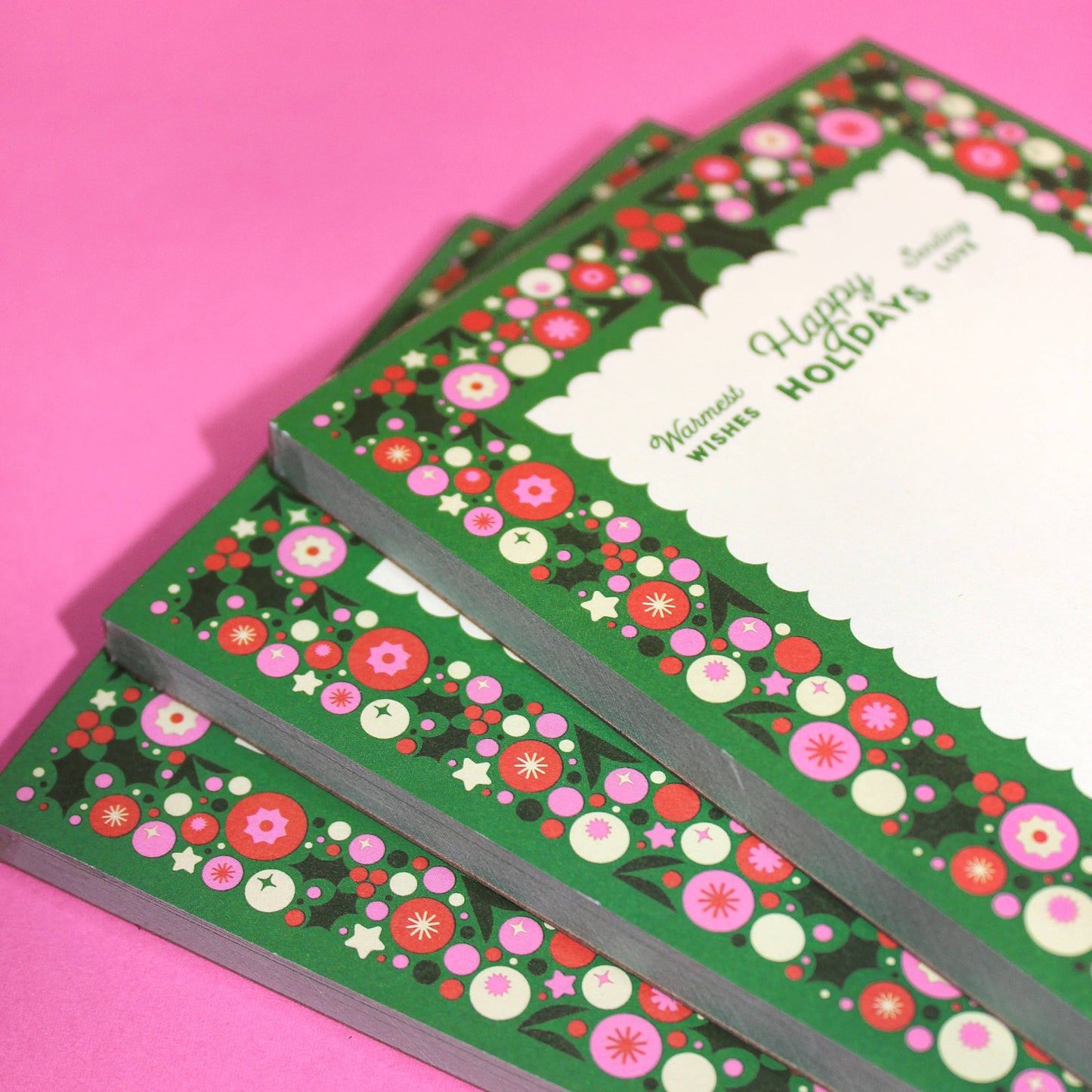 "Cheerful Garland" Christmas Notepad Stationery (4x6)