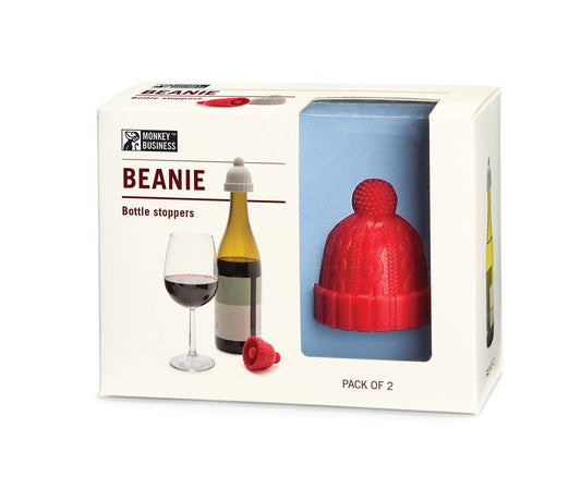 Beanie Wine Stopper - Pack of 2 - Red & Grey