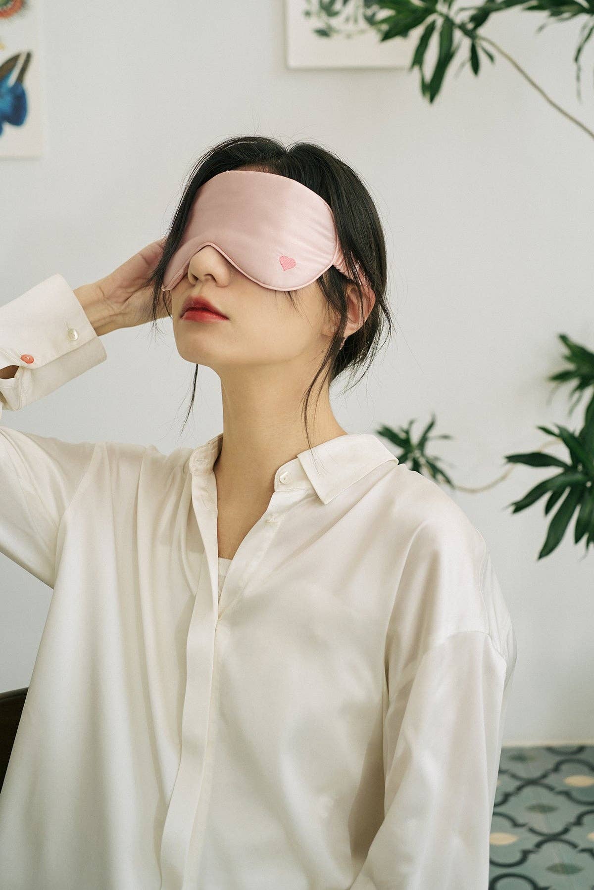 “Love Heart” Silk Sleep Eye Mask - Pink