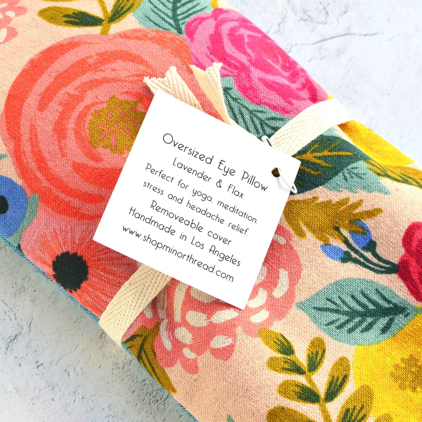 Juliet Rose Floral in Pink Canvas Oversized Eye Pillow: Lavender