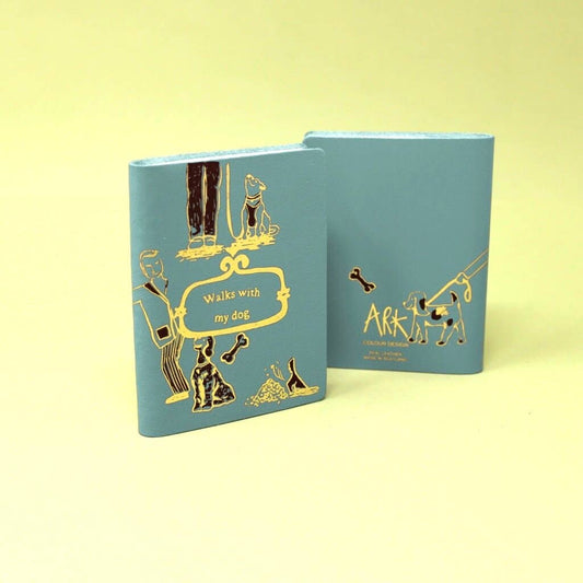 Illustrated Midi Leather Journal - Walks with my dog