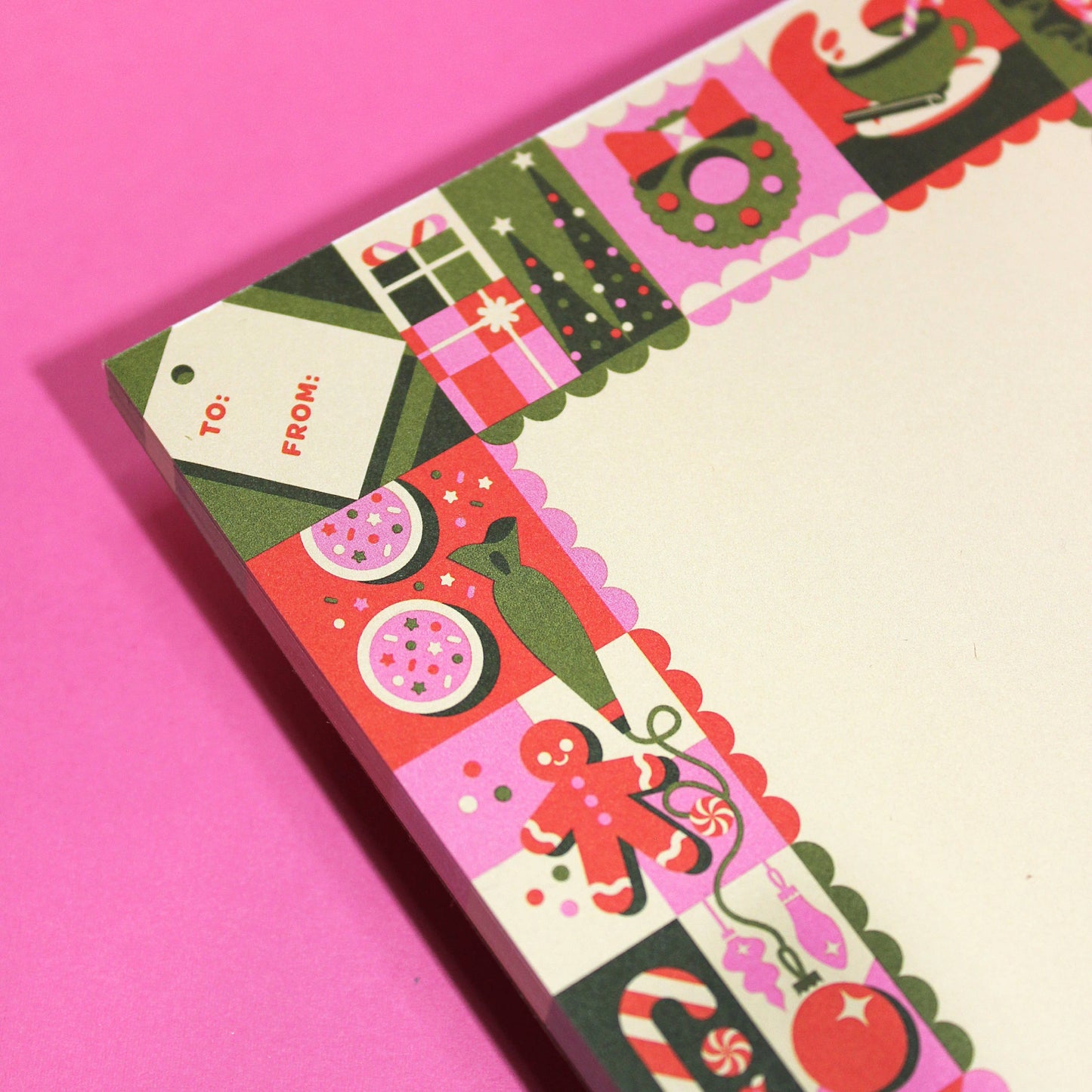 "Jolly Holiday" Christmas Holiday Stationery Notepad (5x7)