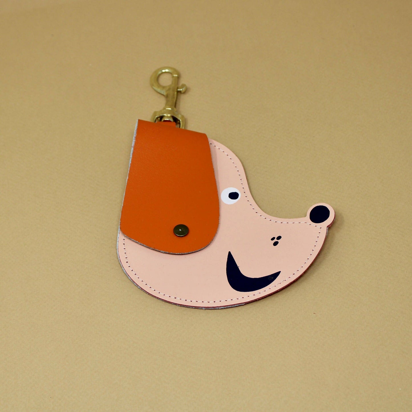 Doggy Bag Holder with Clip - Pale Pink/Orange