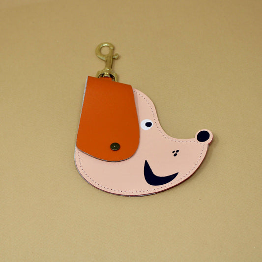 Doggy Bag Holder with Clip - Pale Pink/Orange