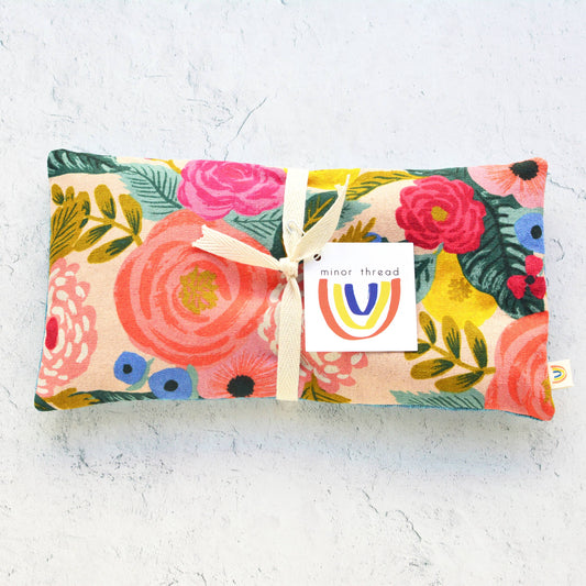 Juliet Rose Floral in Pink Canvas Oversized Eye Pillow: Lavender