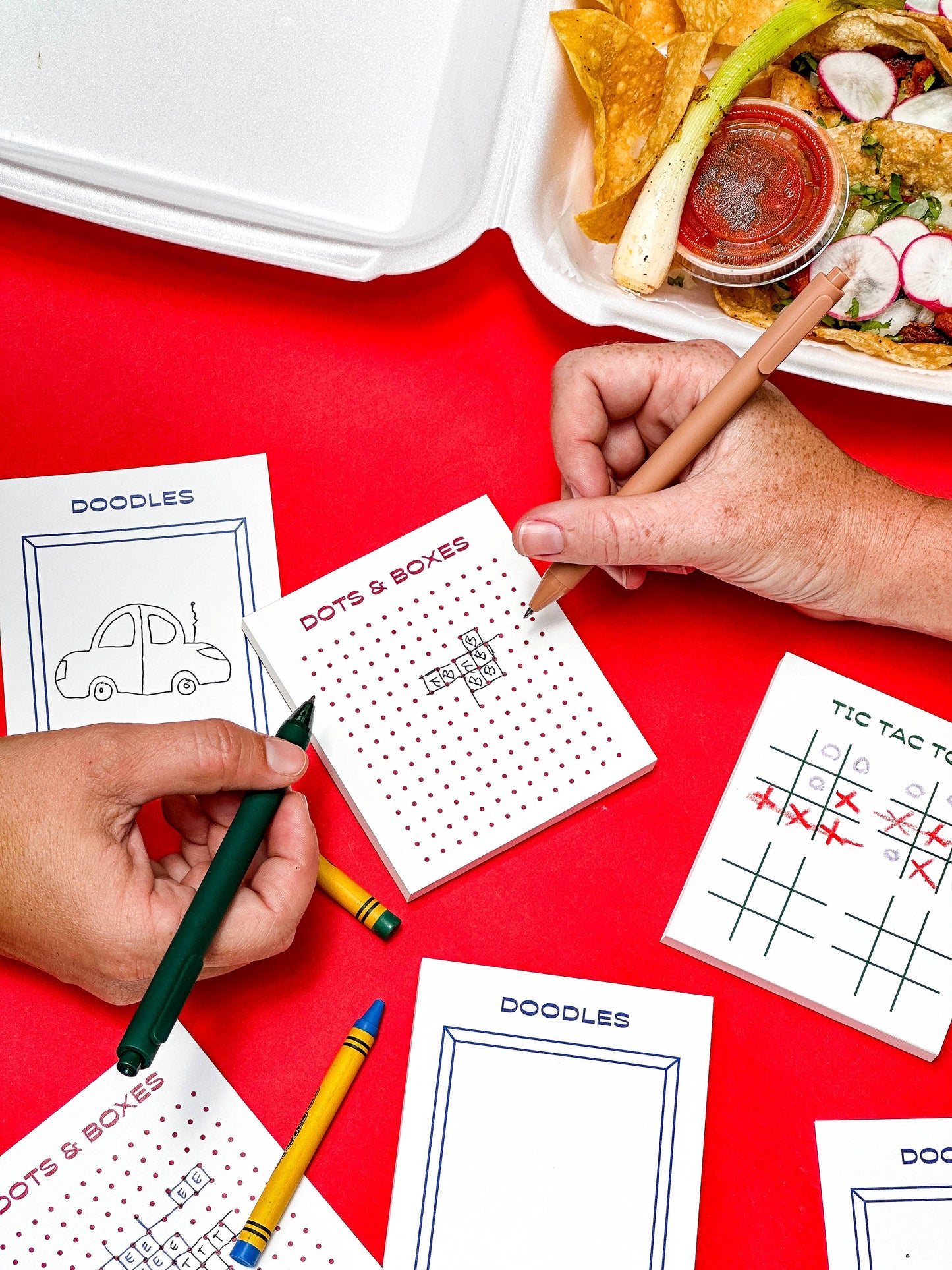 Gaming Notepad Trio - Tic Tac Toe, Dots & Boxes, Doodles