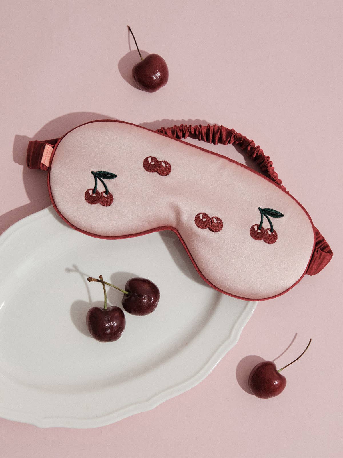 "Lost Cherries" Silk Sleep Eye Mask - Pink & Red