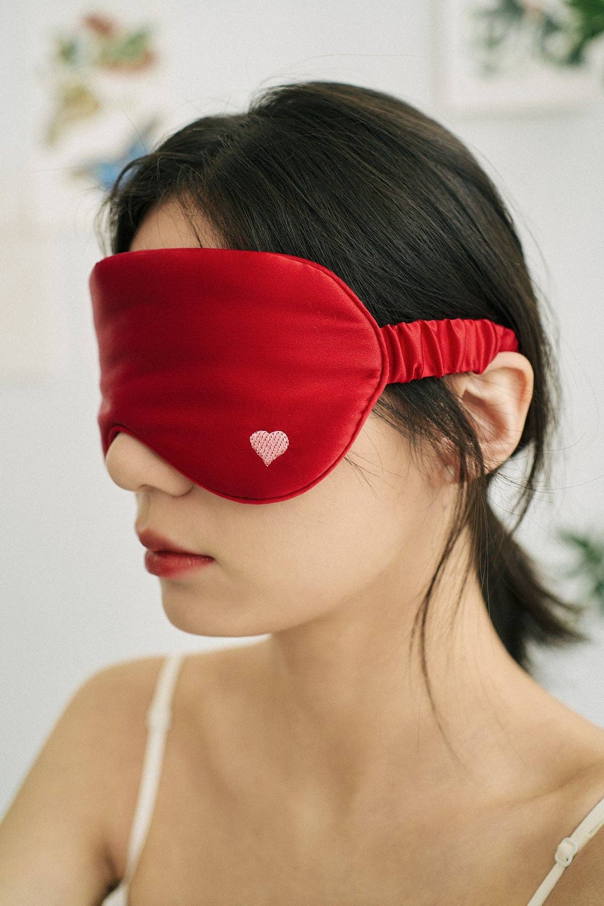 Lost Pattern NYC - “Love Heart” Silk Sleep Eye Mask - Red - Red