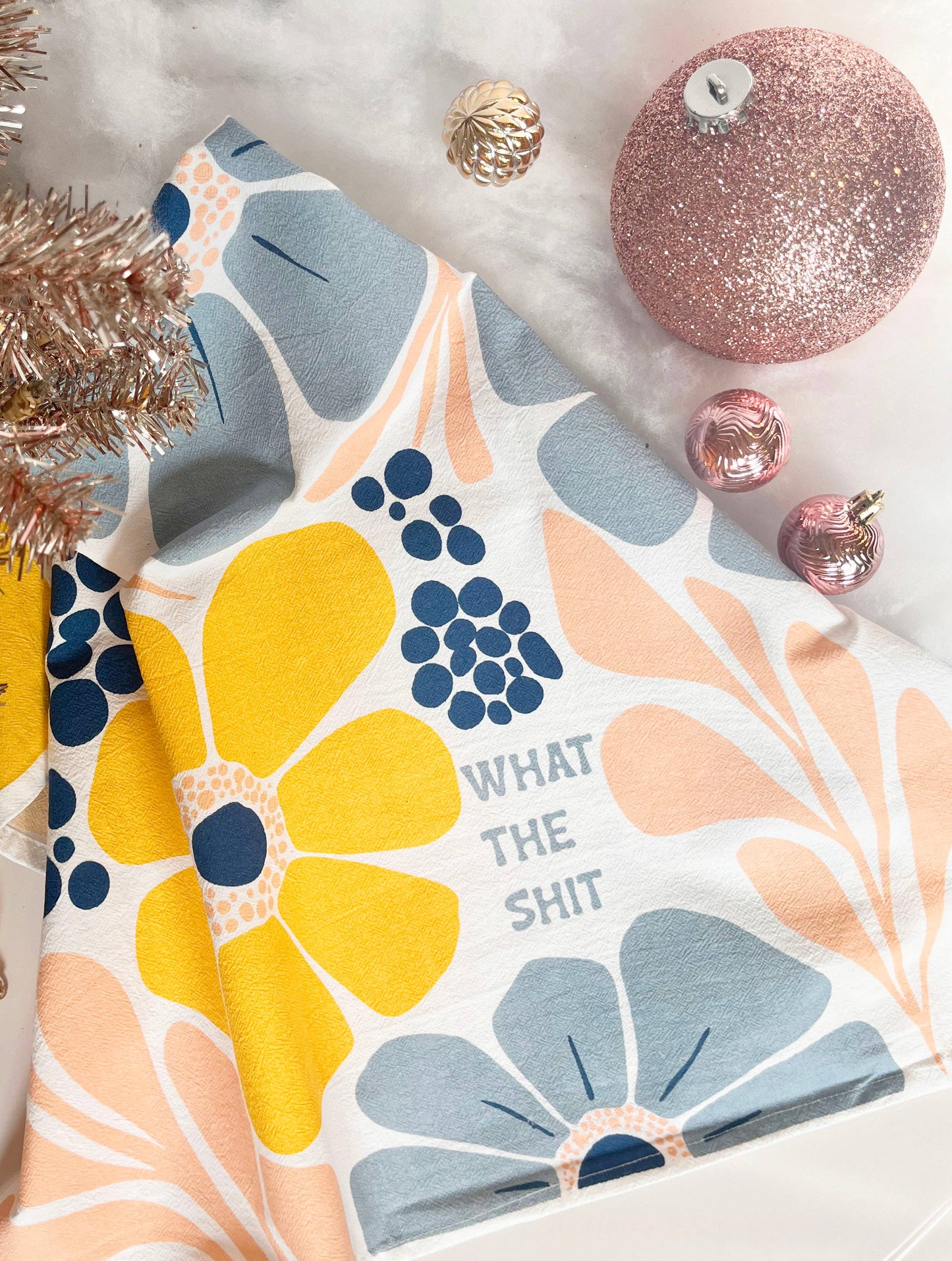 What the Shit Multicolor Flowers Kitchen Towel