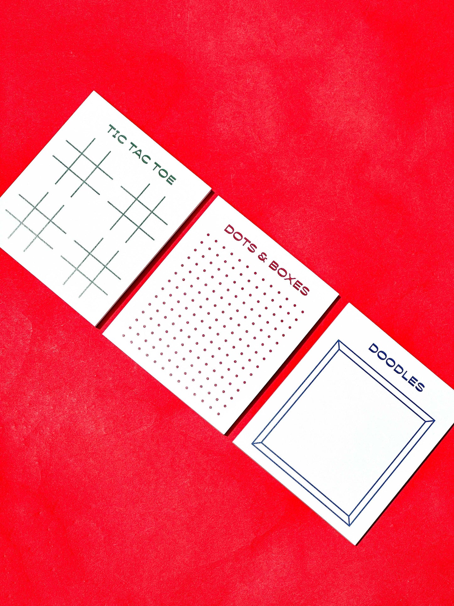 Gaming Notepad Trio - Tic Tac Toe, Dots & Boxes, Doodles