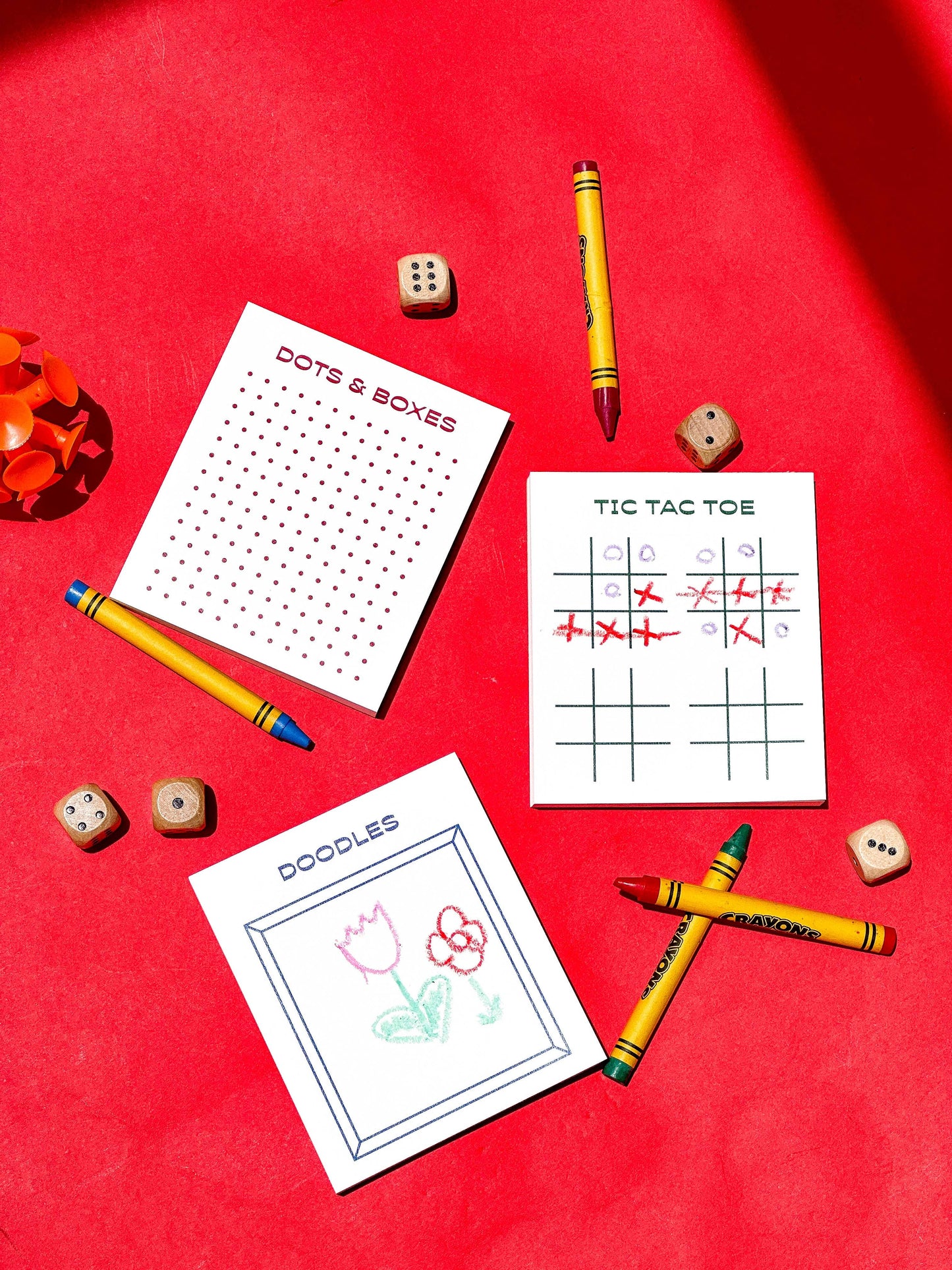 Gaming Notepad Trio - Tic Tac Toe, Dots & Boxes, Doodles