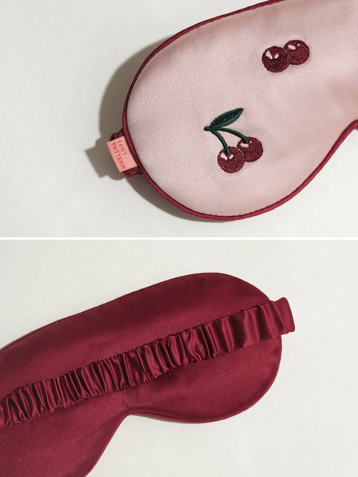 "Lost Cherries" Silk Sleep Eye Mask - Pink & Red