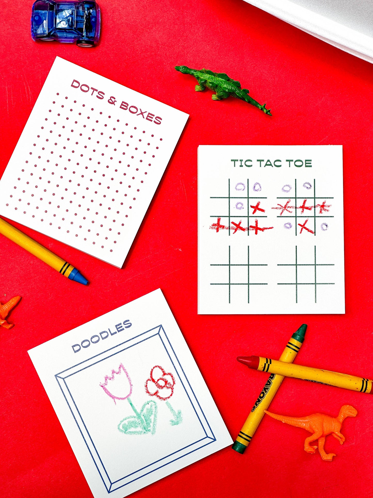 Gaming Notepad Trio - Tic Tac Toe, Dots & Boxes, Doodles